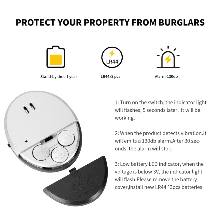 Ultra-slim Round Door / Window Alert Detect Vibration Sensor Alarm for Home Alarms Security Ultra-slim Round Door / Window Alert Detect Vibration Sensor Alarm for Home Alarms Security